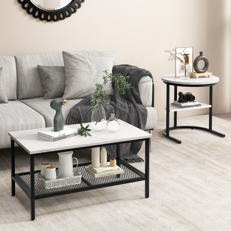 GOFLAME Coffee Table Nesting Set – Modern Marble Look & Space-Saving Design