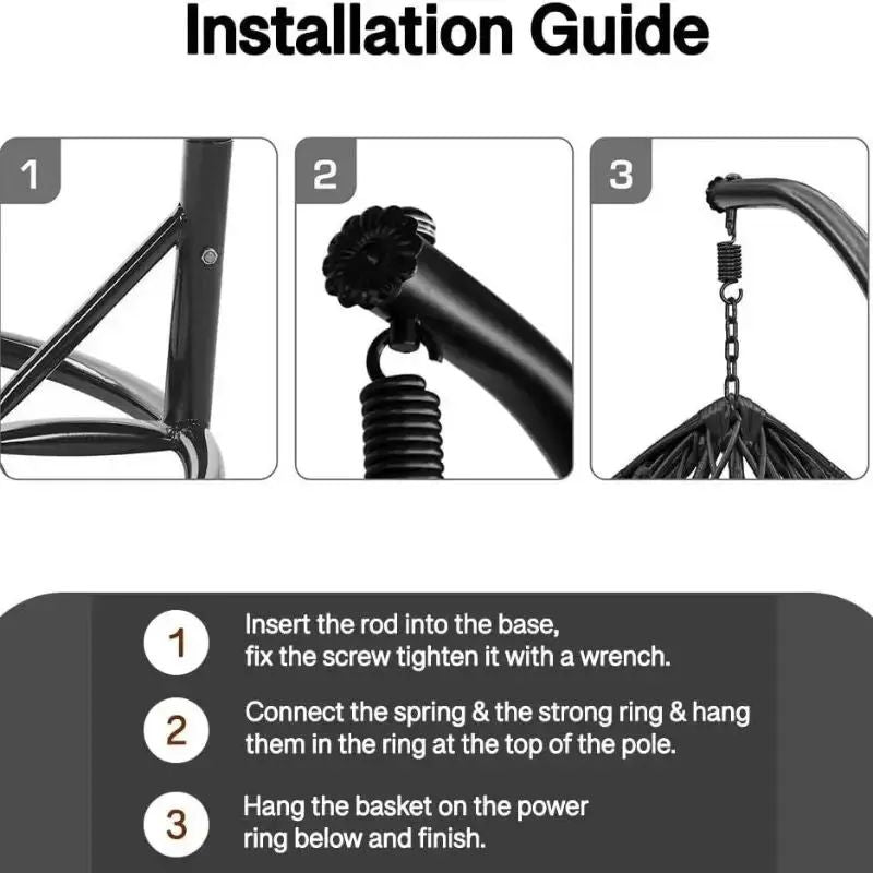 Rattan Egg Swing Chair with Stand & Cushion – Grey Hanging Hammock