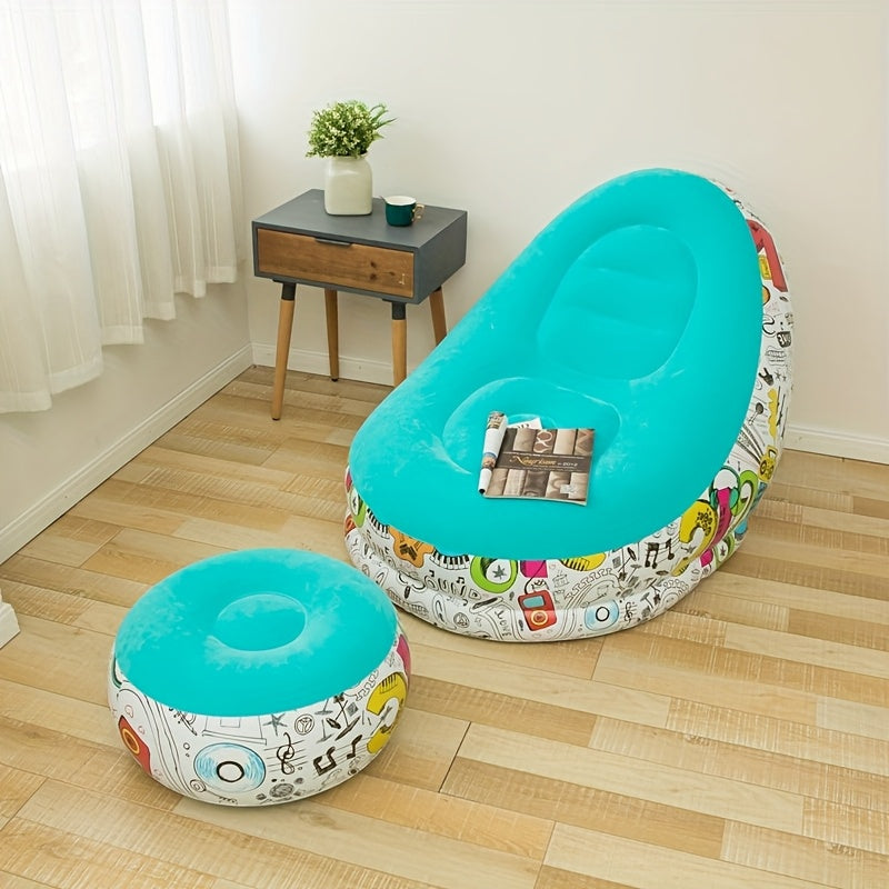 Inflatable Lounge Chair with Footrest – Foldable & Portable PVC Relax Chair