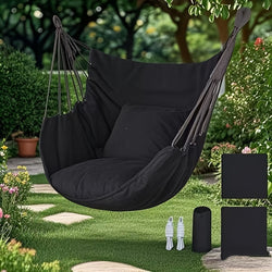 Hanging Hammock Chair with Cushions & Ropes – Durable Outdoor Swing Seat