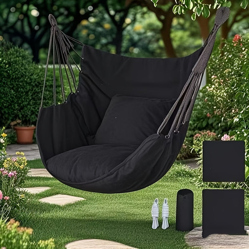 Hanging Hammock Chair with Cushions & Ropes – Durable Outdoor Swing Seat