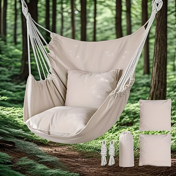 Hanging Hammock Chair with Cushions & Ropes – Durable Outdoor Swing Seat