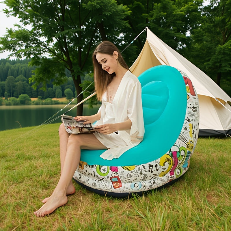 Inflatable Lounge Chair with Footrest – Foldable & Portable PVC Relax Chair