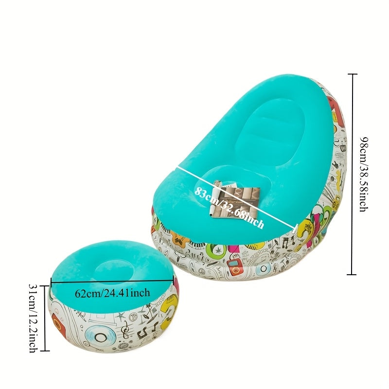Inflatable Lounge Chair with Footrest – Foldable & Portable PVC Relax Chair