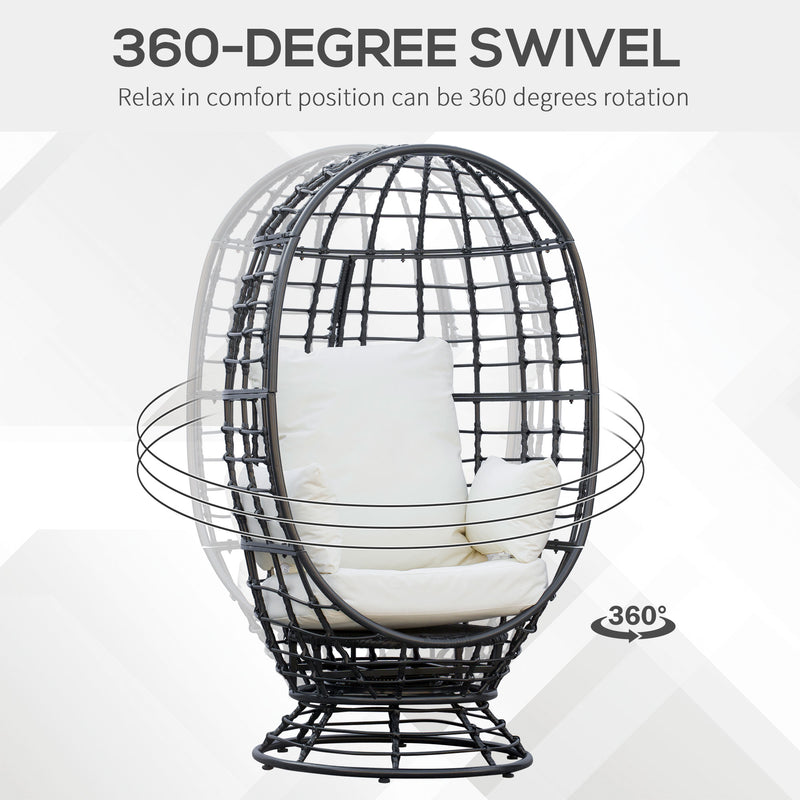 Outsunny Swivel Rattan Egg Chair with Cushion & Pillow