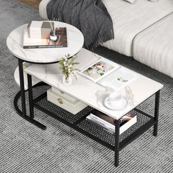 GOFLAME Coffee Table Nesting Set – Modern Marble Look & Space-Saving Design