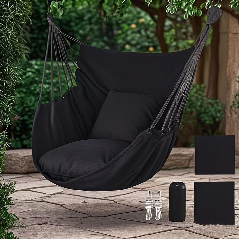Hanging Hammock Chair with Cushions & Ropes – Durable Outdoor Swing Seat