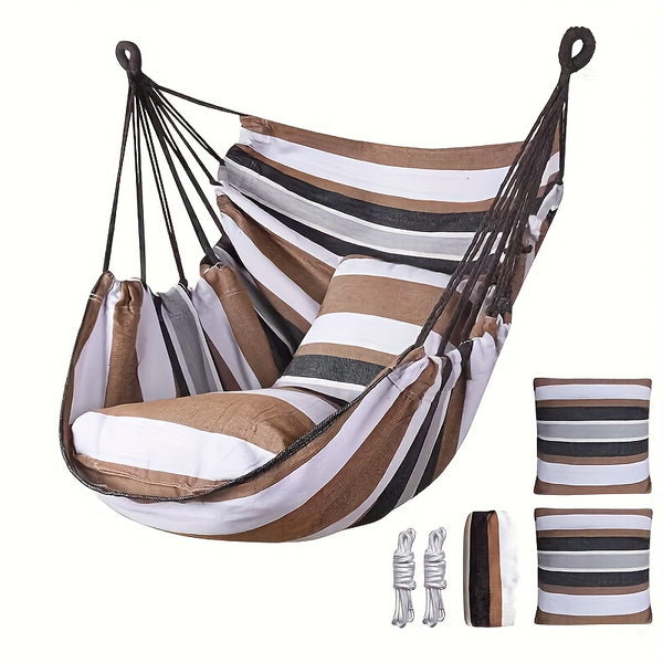 Hanging Hammock Chair with Cushions & Ropes – Durable Outdoor Swing Seat