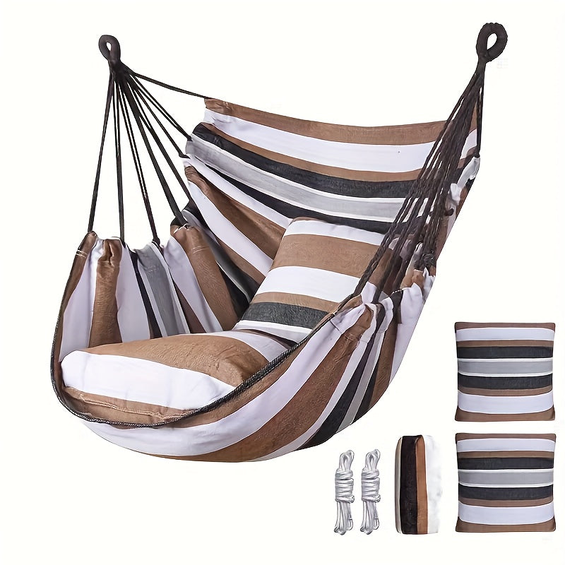 Hanging Hammock Chair with Cushions & Ropes – Durable Outdoor Swing Seat