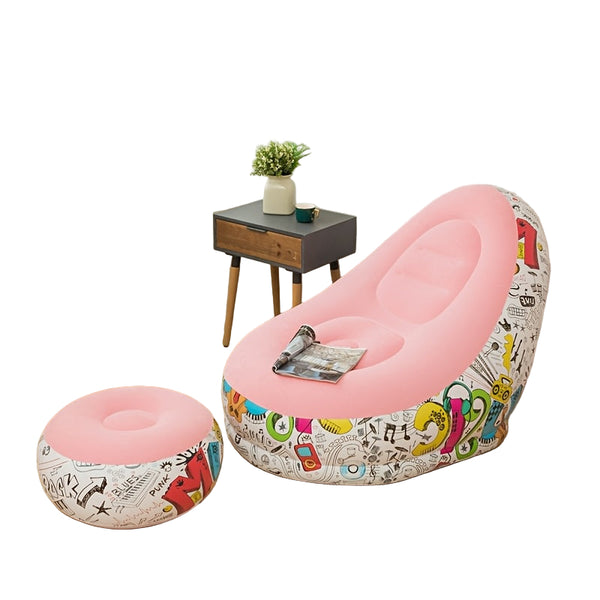 Inflatable Lounge Chair with Footrest – Foldable & Portable PVC Relax Chair