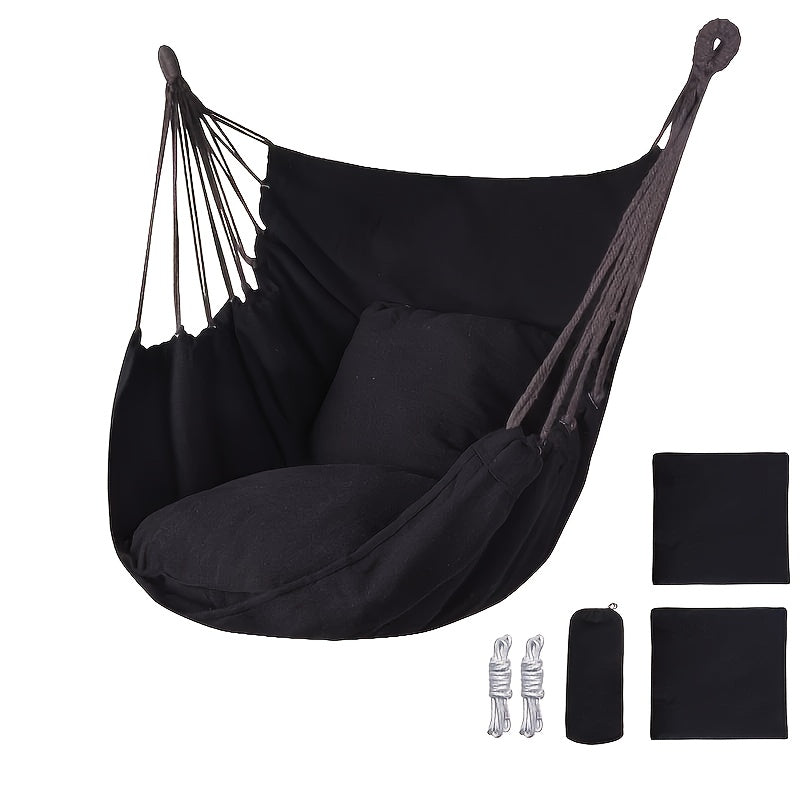 Hanging Hammock Chair with Cushions & Ropes – Durable Outdoor Swing Seat