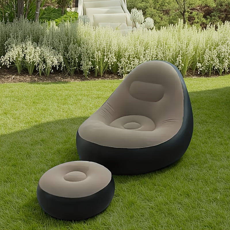 Portable Inflatable Lounge Chair with Footrest – Quick Inflate Outdoor Recliner