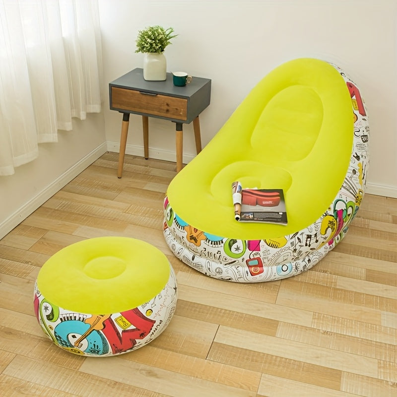Inflatable Lounge Chair with Footrest – Foldable & Portable PVC Relax Chair