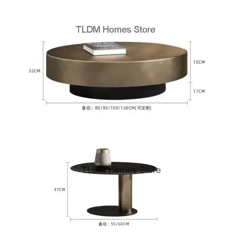 Luxury Round Coffee Table – Stainless Steel & Tempered Glass Design