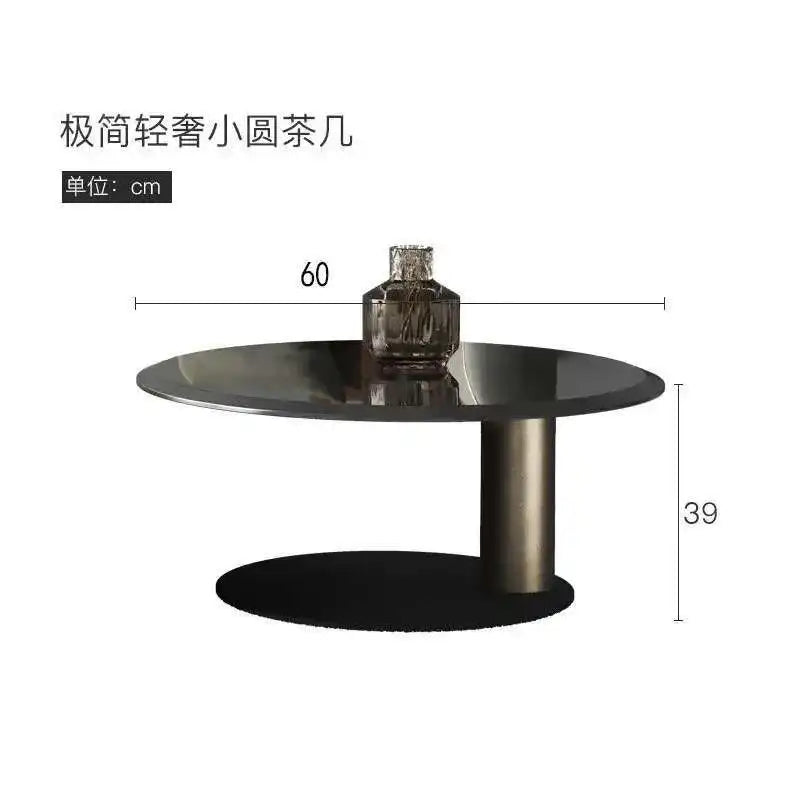 Luxury Round Coffee Table – Stainless Steel & Tempered Glass Design