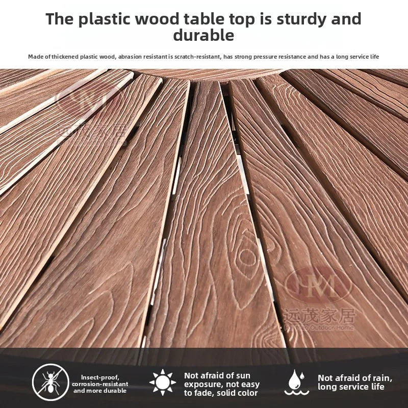 Outdoor Rattan Dining Set – Round Table & Chairs for Patio or Villa