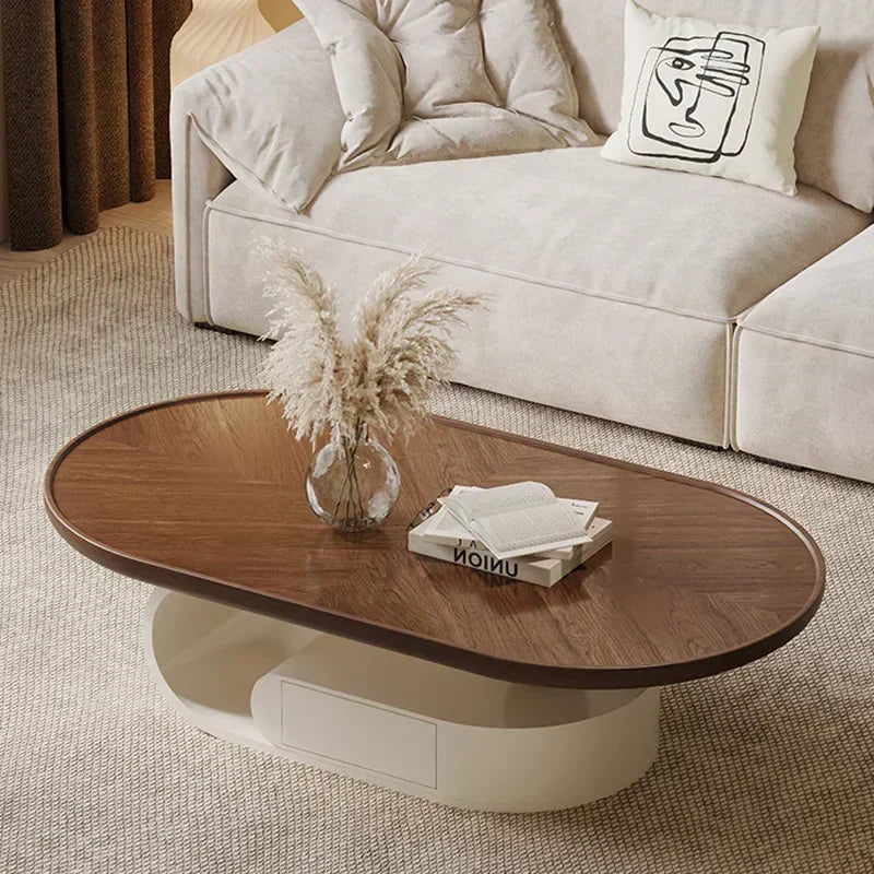 Antique Walnut Round Coffee Table – Modern Minimalist Side & Tea Table ☕✨