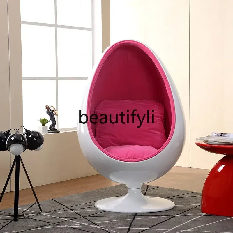 XZQ Oval Eggshell Ball Chair 🎧 Modern Fiberglass Bubble Chair with Built-in Audio