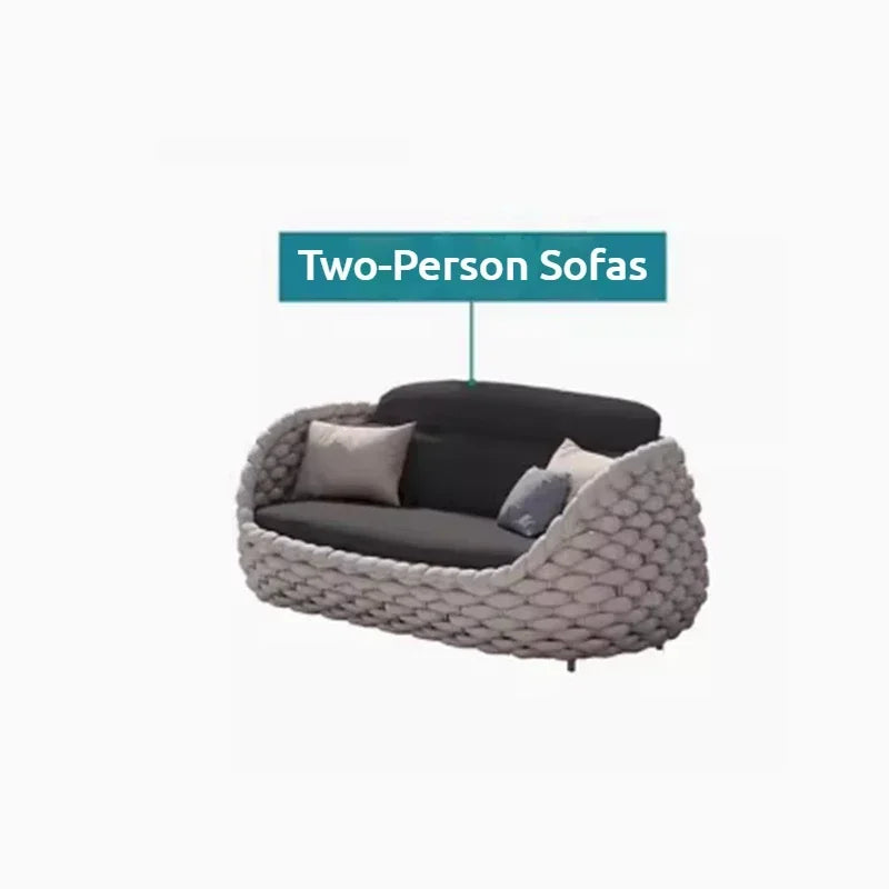 Nordic Rattan Outdoor Beach Chairs Villa Backrest Sofa Designer Coffee Table