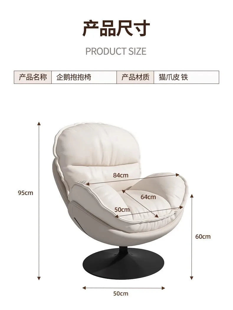 Penguin Hug Egg Chair – Luxury Rotating Lounge Recliner for Living Room 🐧✨