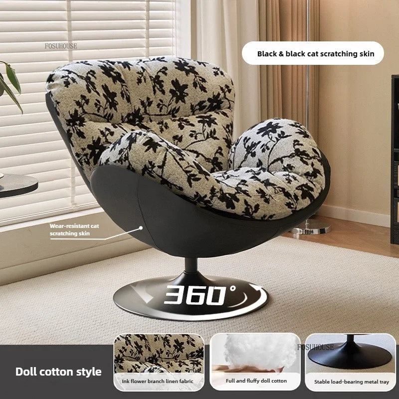 🪶 Balcony Leisure Swivel Eggshell Chair – Light Luxury Single Sofa for Modern Living 🛋️✨