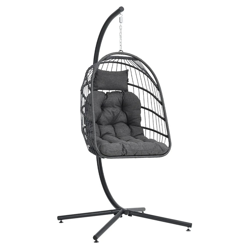 Woven Hanging Egg Chair with Stand & Cushions – Indoor/Outdoor Leisure Swing 🪶✨