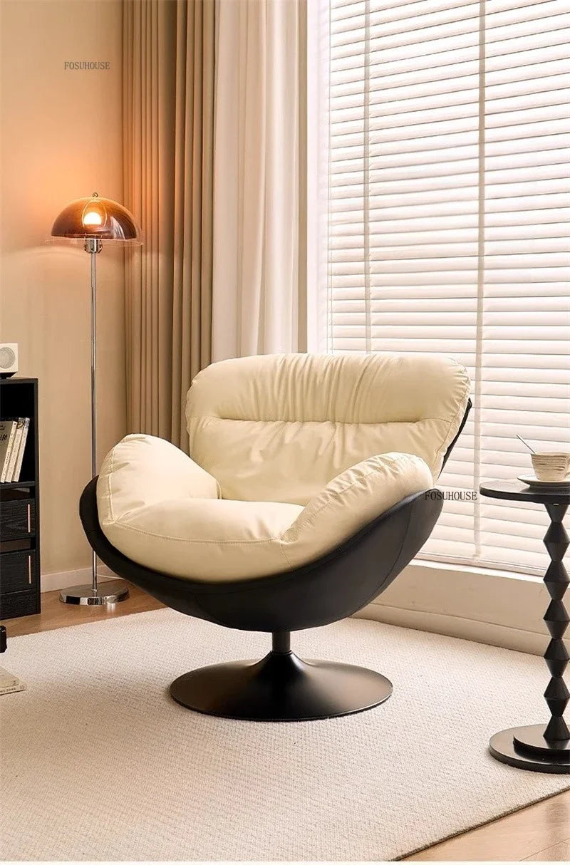 🪶 Balcony Leisure Swivel Eggshell Chair – Light Luxury Single Sofa for Modern Living 🛋️✨
