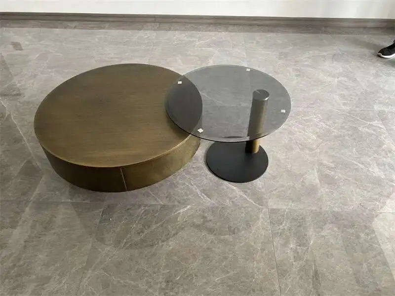 Luxury Round Coffee Table – Stainless Steel & Tempered Glass Design