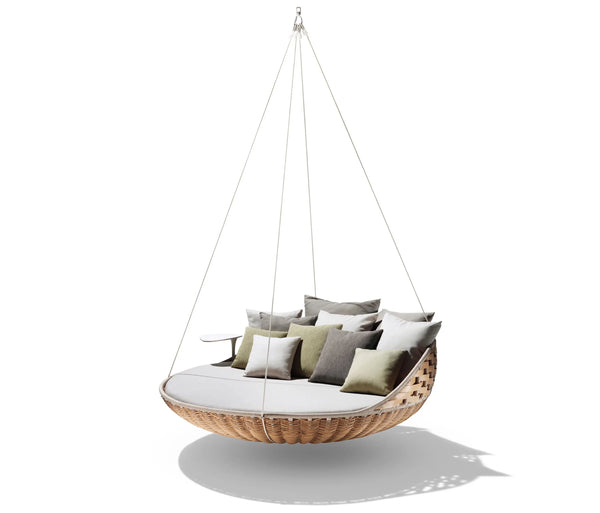 Wicker Hanging Egg Swing Basket Chair with Cushion and Stand