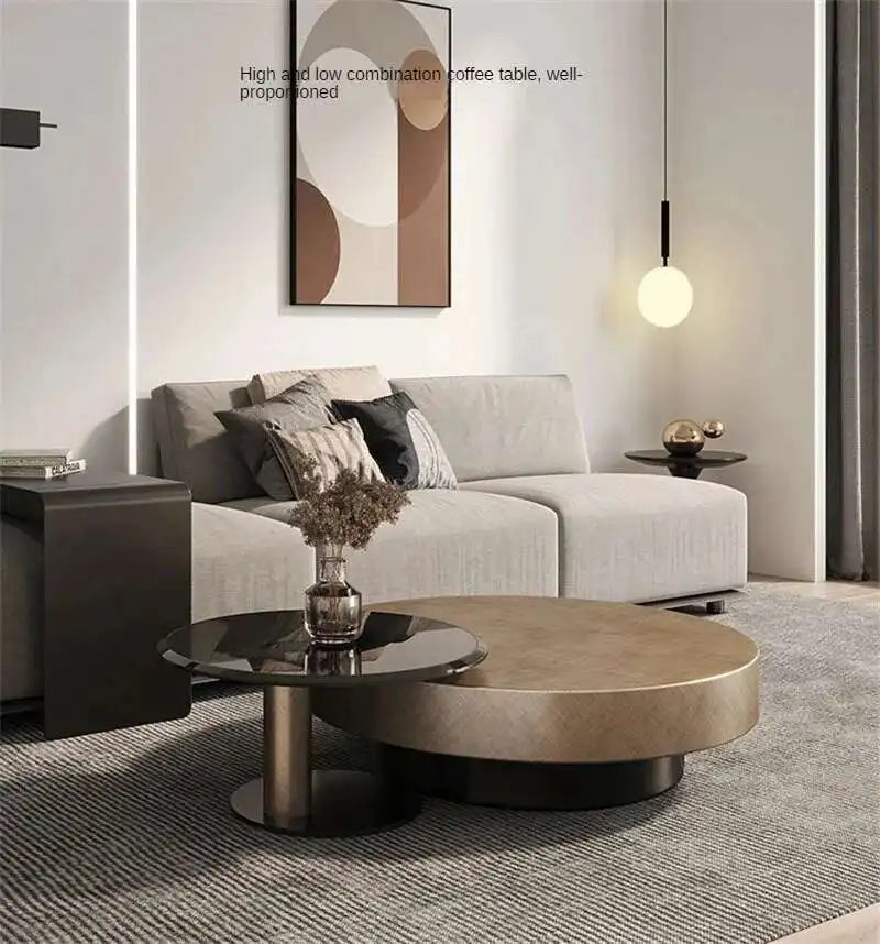 Luxury Round Coffee Table – Stainless Steel & Tempered Glass Design