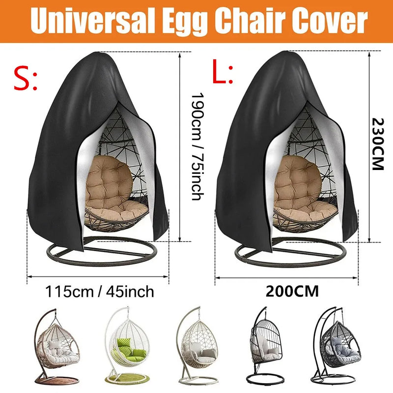 Waterproof Hanging Egg Chair Cover Outdoor with Zipper & Buckle