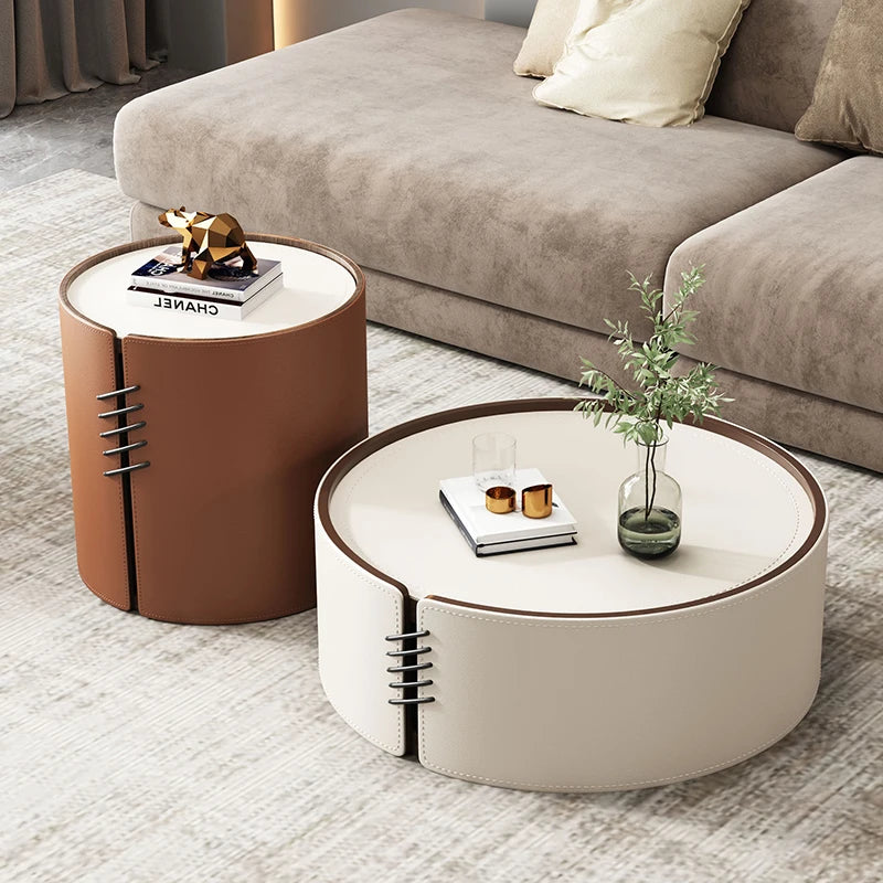 Luxury Round Coffee Table Set – Modern Living Room Design with Storage