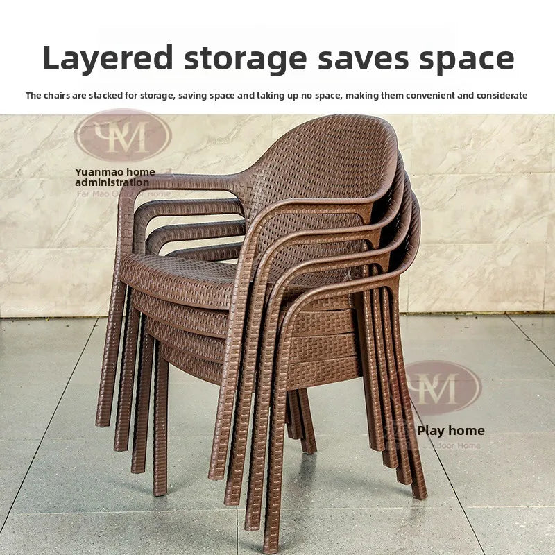 Outdoor Rattan Dining Set – Round Table & Chairs for Patio or Villa