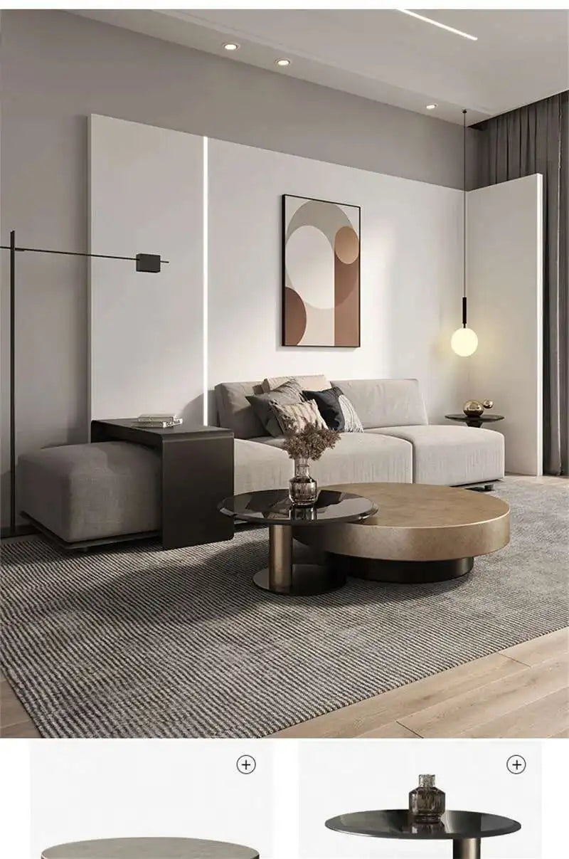 Luxury Round Coffee Table – Stainless Steel & Tempered Glass Design