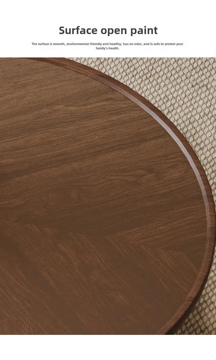 Antique Walnut Round Coffee Table – Modern Minimalist Side & Tea Table ☕✨