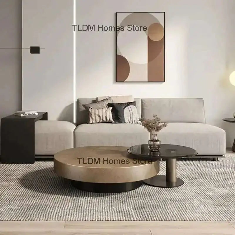 Luxury Round Coffee Table – Stainless Steel & Tempered Glass Design