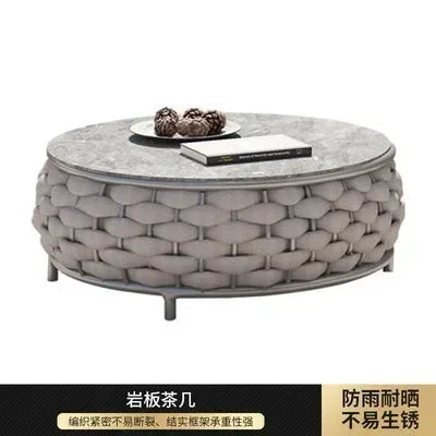 Nordic Rattan Outdoor Beach Chairs Villa Backrest Sofa Designer Coffee Table