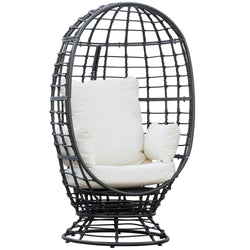 Outsunny Swivel Rattan Egg Chair with Cushion & Pillow