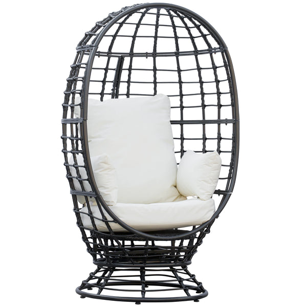 Outsunny Swivel Rattan Egg Chair with Cushion & Pillow