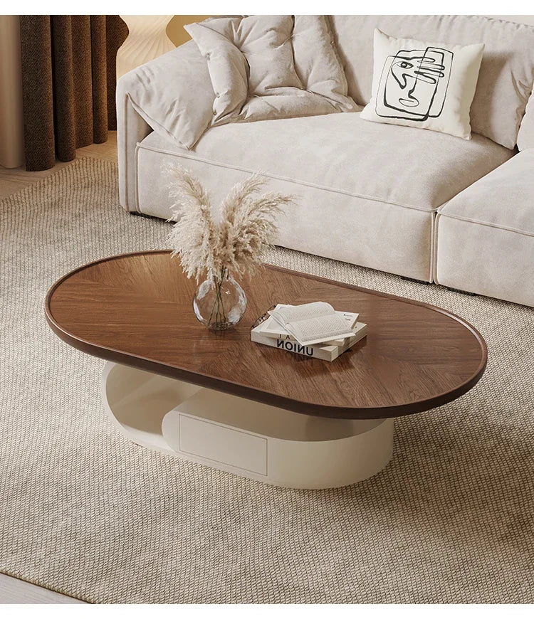 Antique Walnut Round Coffee Table – Modern Minimalist Side & Tea Table ☕✨