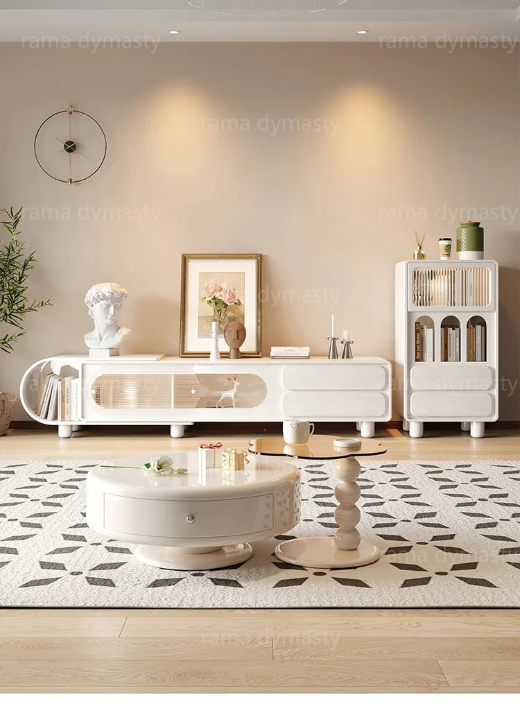 French Round Tea Table Set – Modern Light Luxury Coffee Table