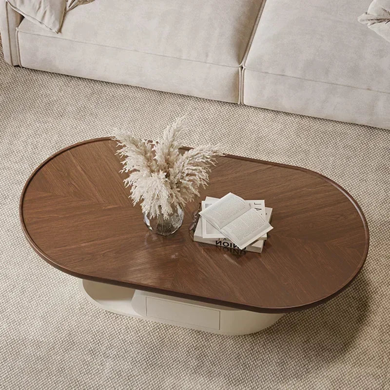 Antique Walnut Round Coffee Table – Modern Minimalist Side & Tea Table ☕✨