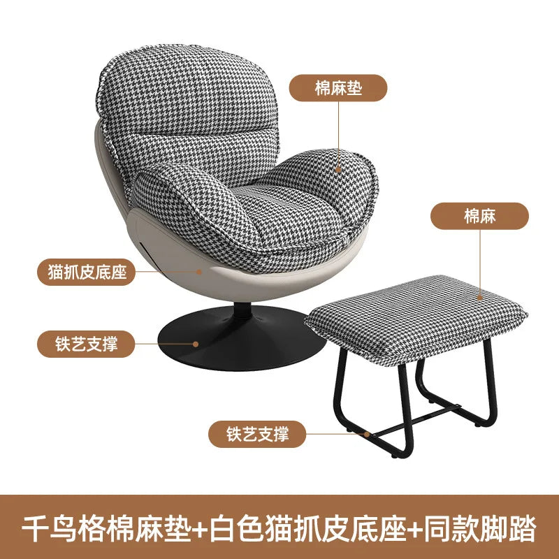 Penguin Hug Egg Chair – Luxury Rotating Lounge Recliner for Living Room 🐧✨