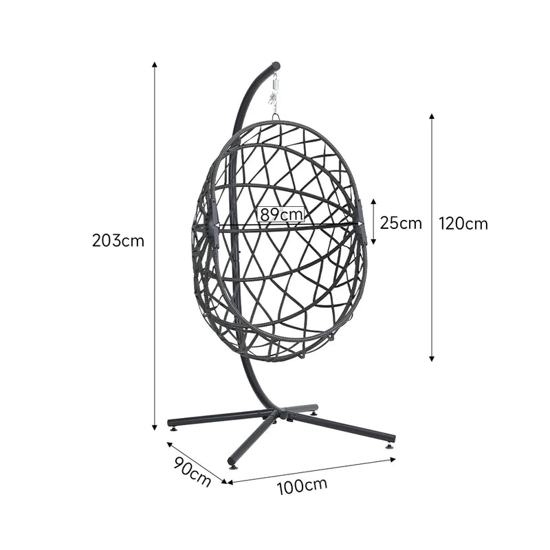 Woven Hanging Egg Chair with Stand & Cushions – Indoor/Outdoor Leisure Swing 🪶✨