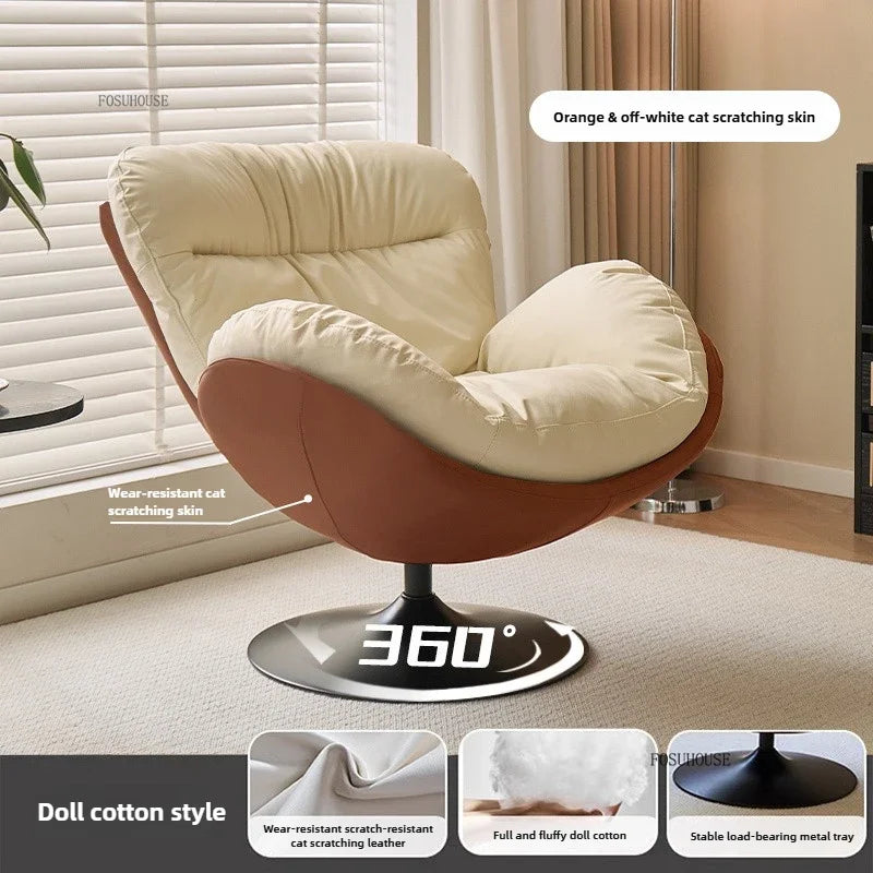 🪶 Balcony Leisure Swivel Eggshell Chair – Light Luxury Single Sofa for Modern Living 🛋️✨
