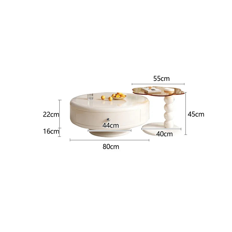 French Round Tea Table Set – Modern Light Luxury Coffee Table