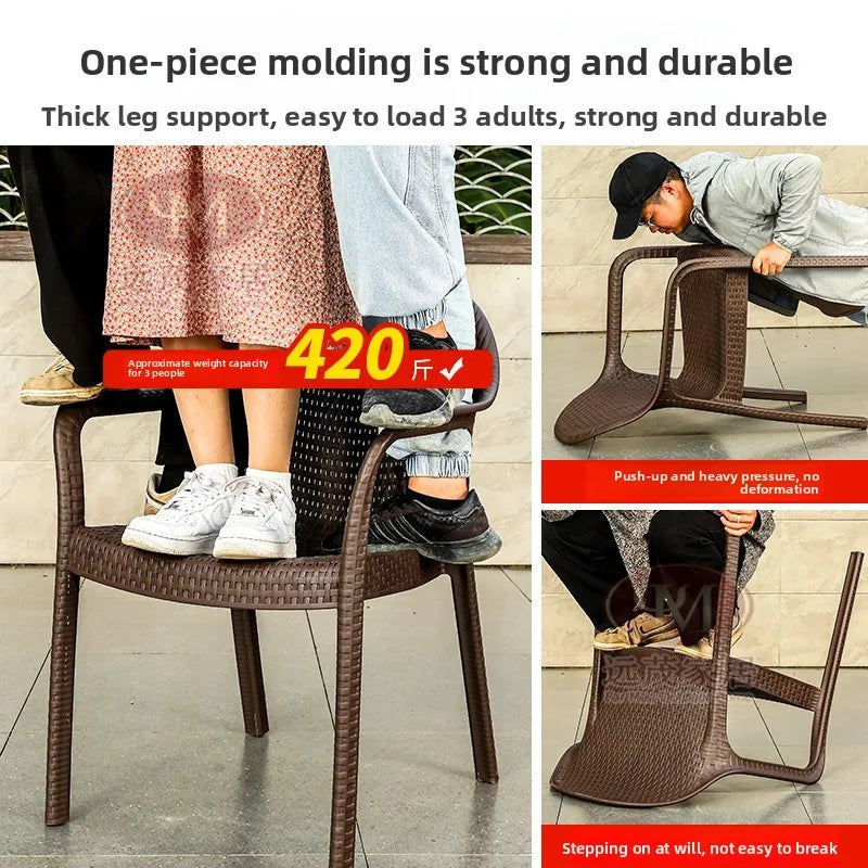 Outdoor Rattan Dining Set – Round Table & Chairs for Patio or Villa