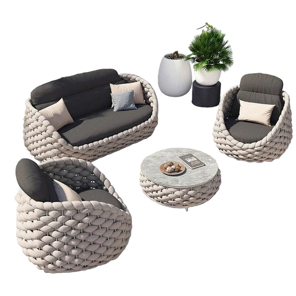 Nordic Rattan Outdoor Beach Chairs Villa Backrest Sofa Designer Coffee Table