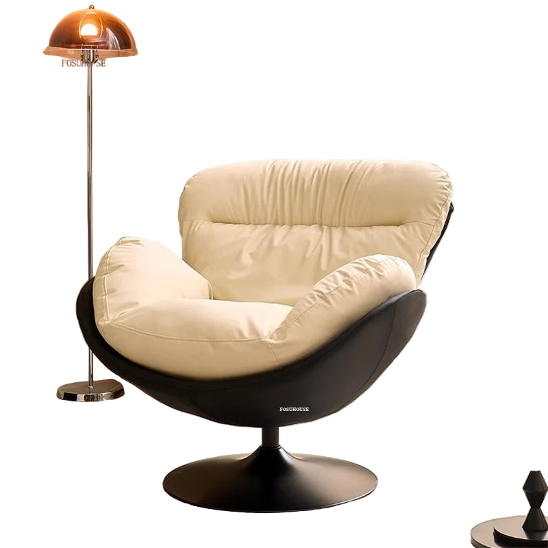 🪶 Balcony Leisure Swivel Eggshell Chair – Light Luxury Single Sofa for Modern Living 🛋️✨