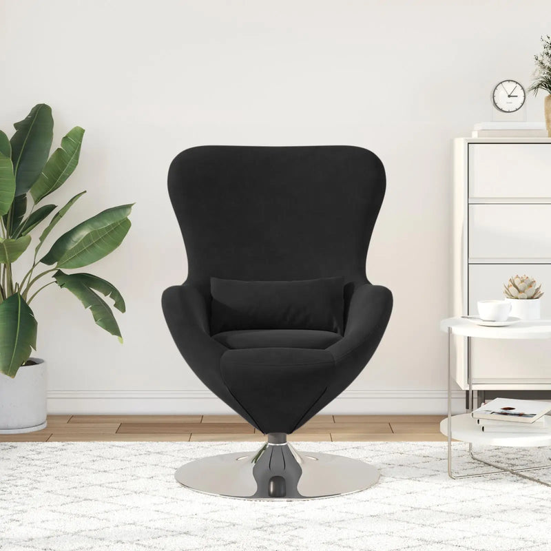 Black Velvet Egg Chair – Modern Retro Lounge Seat for Living Room & Bedroom 🖤✨